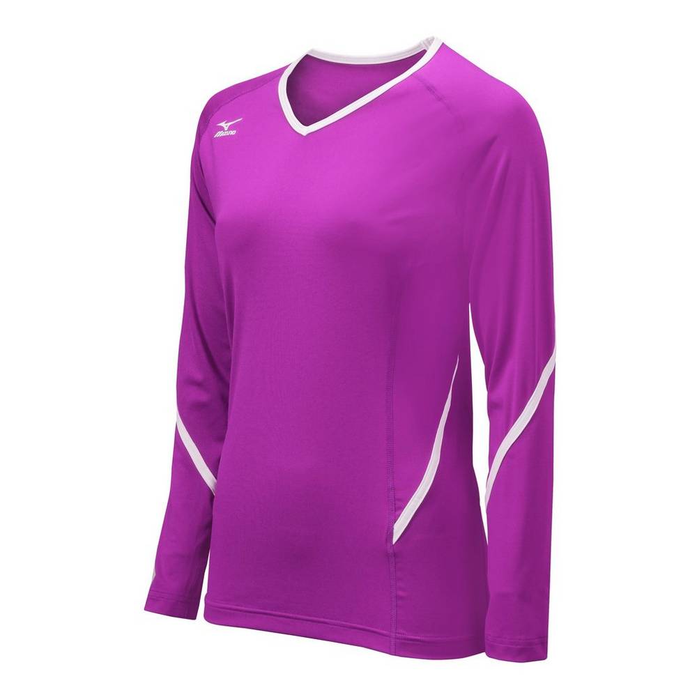 Mizuno Women's Techno Generation Long Sleeve Volleyball Jersey Purple/White (440399-BFJ)